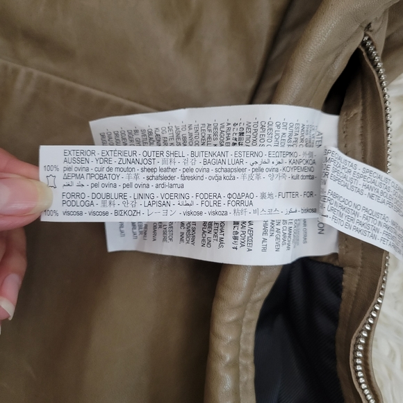 NWT Zara Leather Dress Padded Shoulder Mini Taupe - Picture 9 of 16